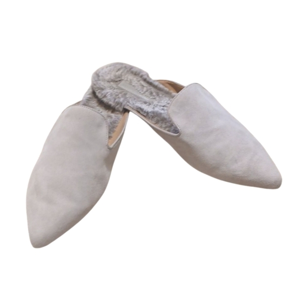 Banana Republic Gray Suede Mules Women's Furry Suede Slides size 10.5 - Picture 1 of 10